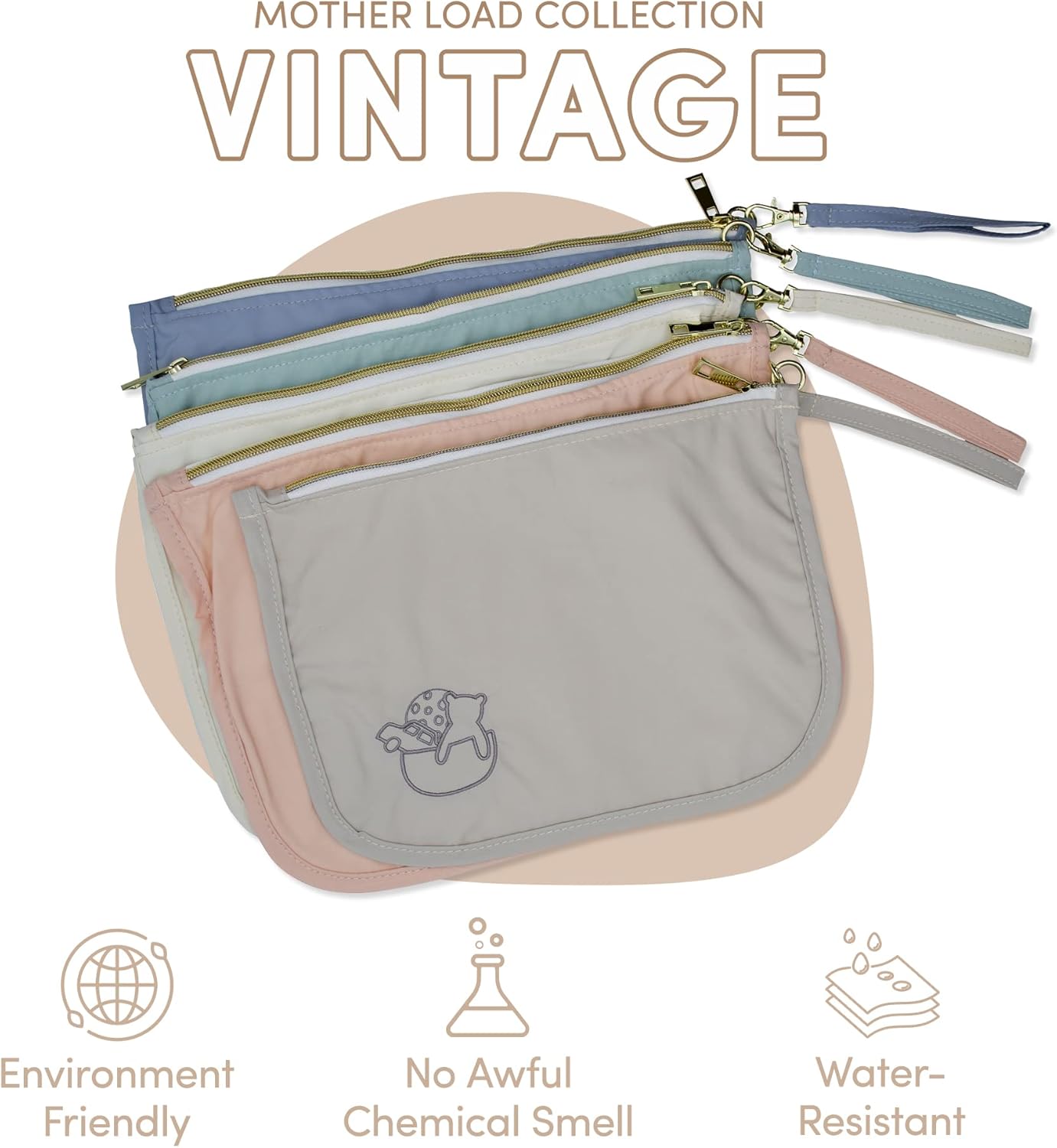 Mother Load Diaper Bag Organizer Pouches Durable Nylon & Performance Mesh
