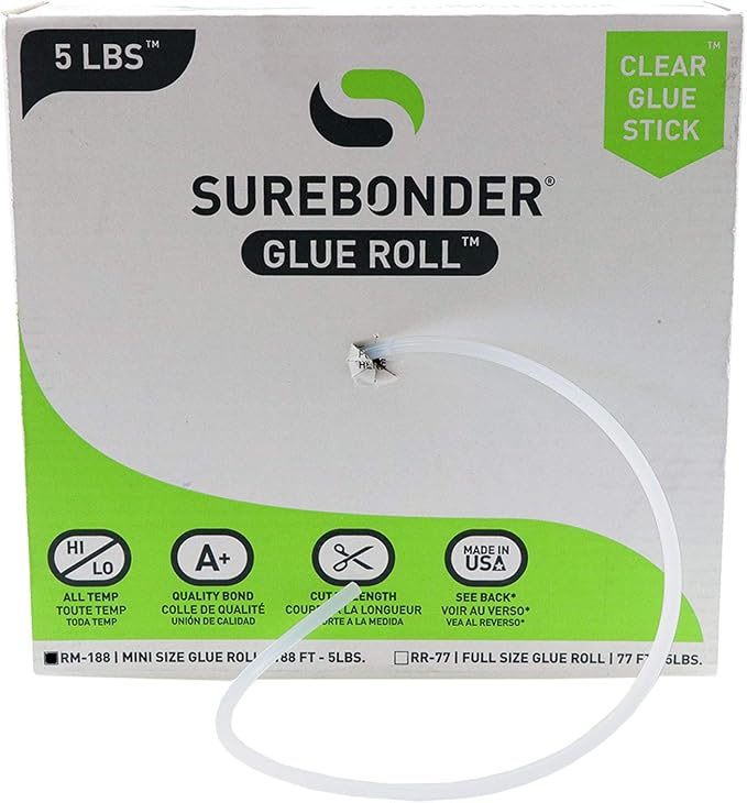 Surebonder Mini Size 188 ft All Purpose Long Mini Hot Glue Stick Roll