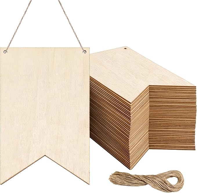 50 Pack Unfinished Blank Wood Signs Wooden Blocks