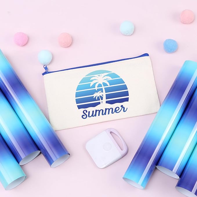 Tintnut Blue Gradient Heat Transfer Vinyl, PU HTV Sheets, easy cut & weed