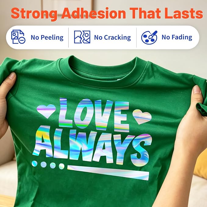 TECKWRAP Heat Transfer Vinyl for T-Shirts, Holographic Silver | Easy Weed HTV
