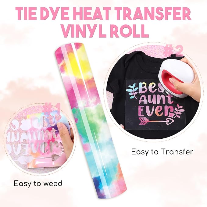 HTVSTD Red Tie Dye HTV Heat Transfer Vinyl 12×8ft Iron on Vinyl | Vivid Color