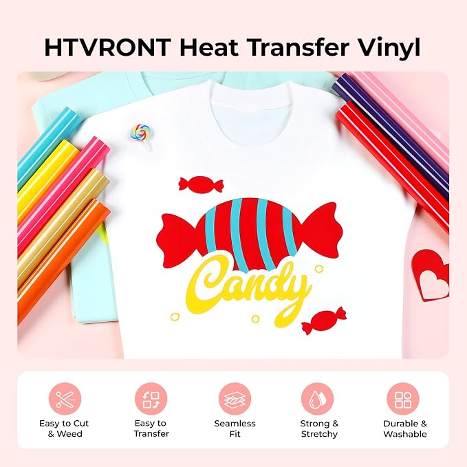 HTVRONT HTV Roll Heat Transfer Vinyl- 12" x 8ft Purple HTV Vinyl