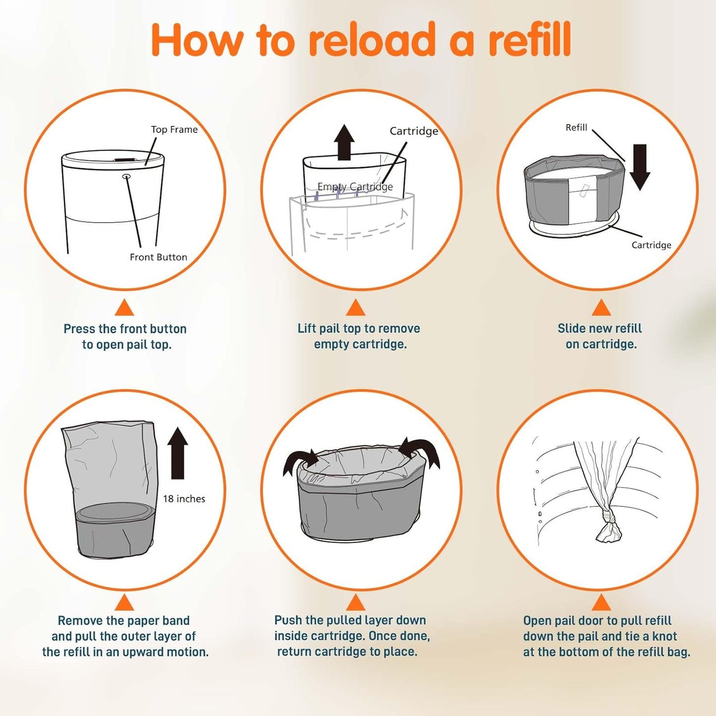 5 Pack Refills Compatible with DEKOR CLASSIC Diaper Pails | 20% Extra Length Diaper Pail Refill Bags Liners Holds 2970 Diapers | Ultimate Odor Control with Baby Scented