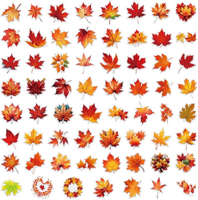 Fall Maple Leaf Stickers, Waterproof PET Vinyl Decals