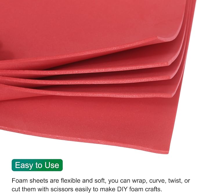 MECCANIXITY EVA Foam Sheets Red 35.4 Inch x 19.7 Inch 2mm Thick Crafts Foam EVA
