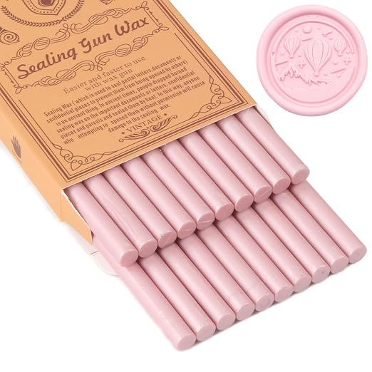 Pearl Pink Sealing Wax Sticks, WASOHLING 20Pcs Glue Gun Wax Seal Sticks