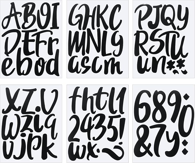 Outus 576 Pcs 8 Sheets Letters Stickers Vinyl Alphabet Number Decals Back to