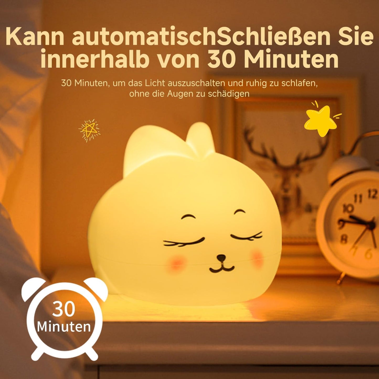 Cute Bunny for Kids Dimmable Baby Room Nightlight, Rechargeable Touch Bedside Nursing Lamp, LED Soft Silicone Novelty Animal Night Light, Halloween Bedroom Decor,Christmas Woman and Kids Gifts