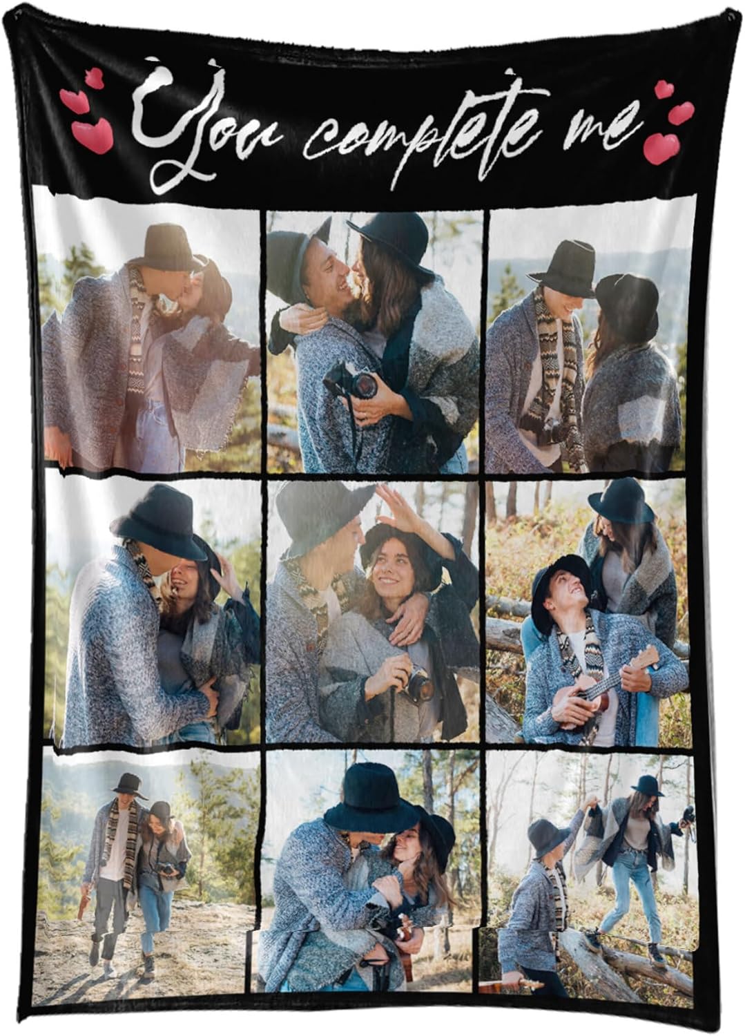 Personalized Blanket Custom Flannel Blanket with Photo Text Customized Picture Blankets Gifts for Birthday Valentines Day, 50 * 60in