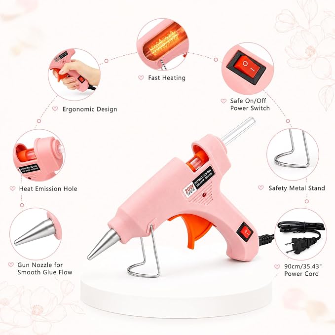 Mini Hot Glue Gun Kit with 30 Glue Sticks, 20W Fast Preheating Hot Glue Gun And