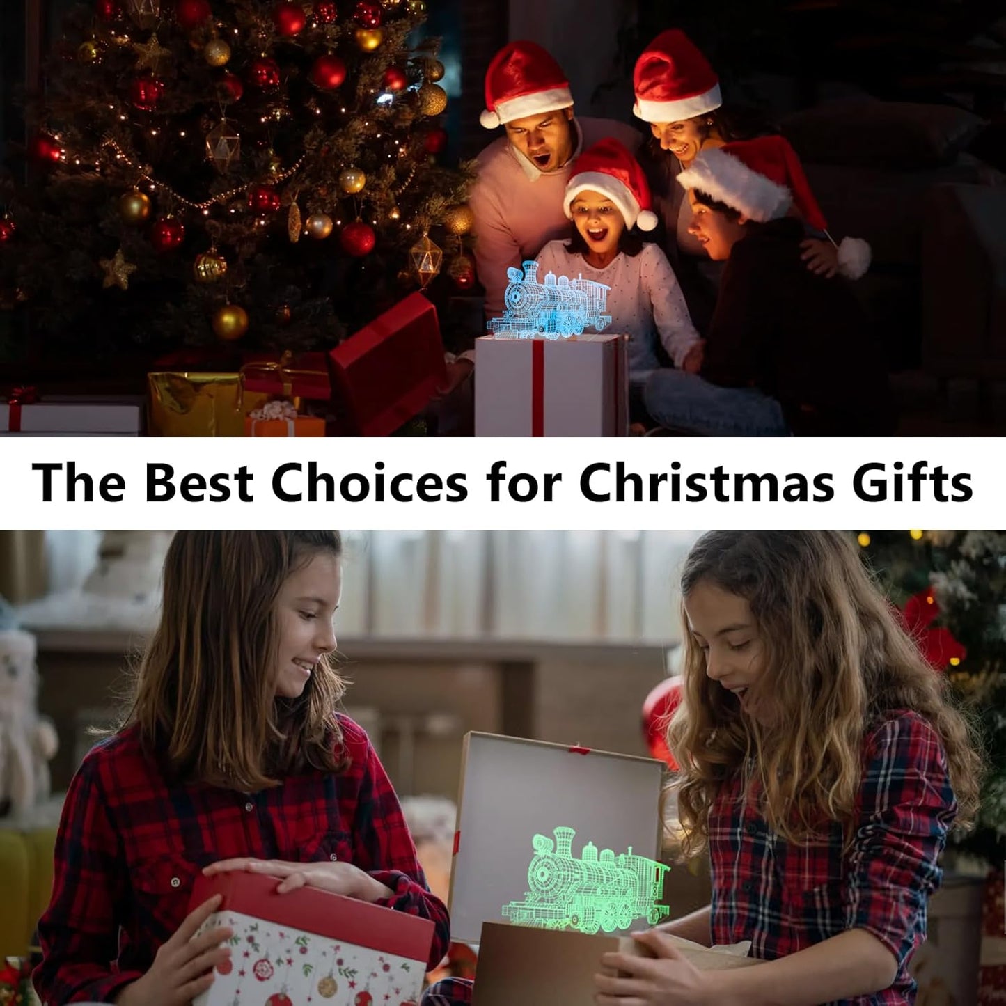 Train Night Light, 3D LED Night Lamp for Boys - Trains Themed Bedroom Lamps, Optical Illusion Lamp with Remote Control, Perfect for Kids' Room Décor, Cool Gifts for Train Lovers