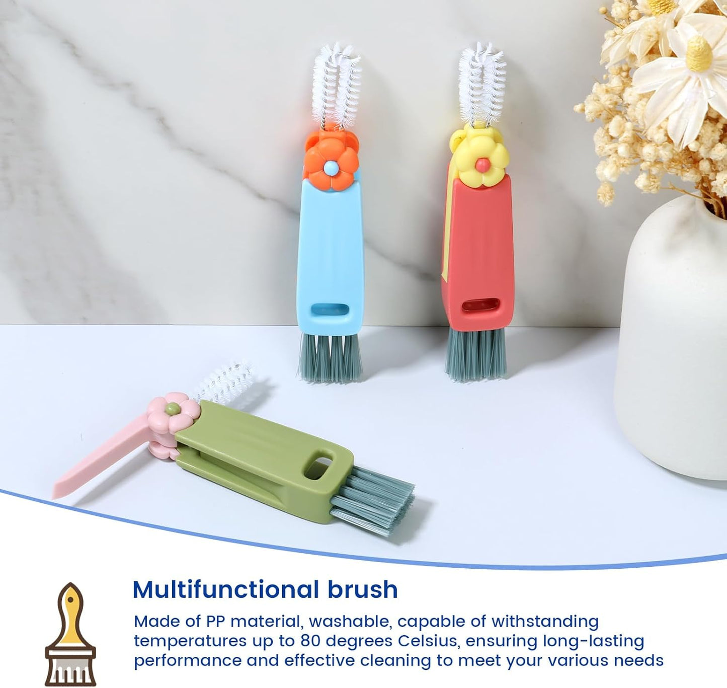 6Pcs Cup Lid Cleaning Brush Multifunctional Bottle Gap Cleaner Brush 180° Rotatable Cup Lid Gap Cleaning Brush Set Hangable Cup Crevice Cleaner Portable 3 Colors Cup Lid Cleaner for Bottle Cleaning