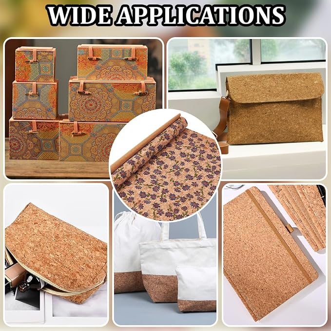1.51 Yards 12.99 Inch Camel Synthetic Cork Leather Fabrics by the Yard Flowers