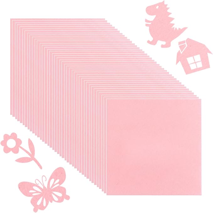 40 Pcs Stiff Felt Fabric Sheet for Crafts, 1mm Thick and 12”x12”Pink Felt