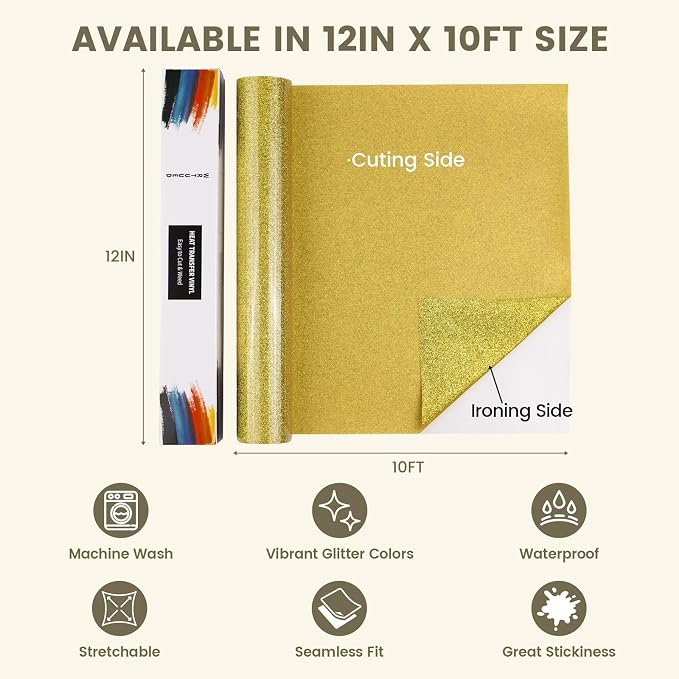 Gold Glitter HTV Heat Transfer Vinyl