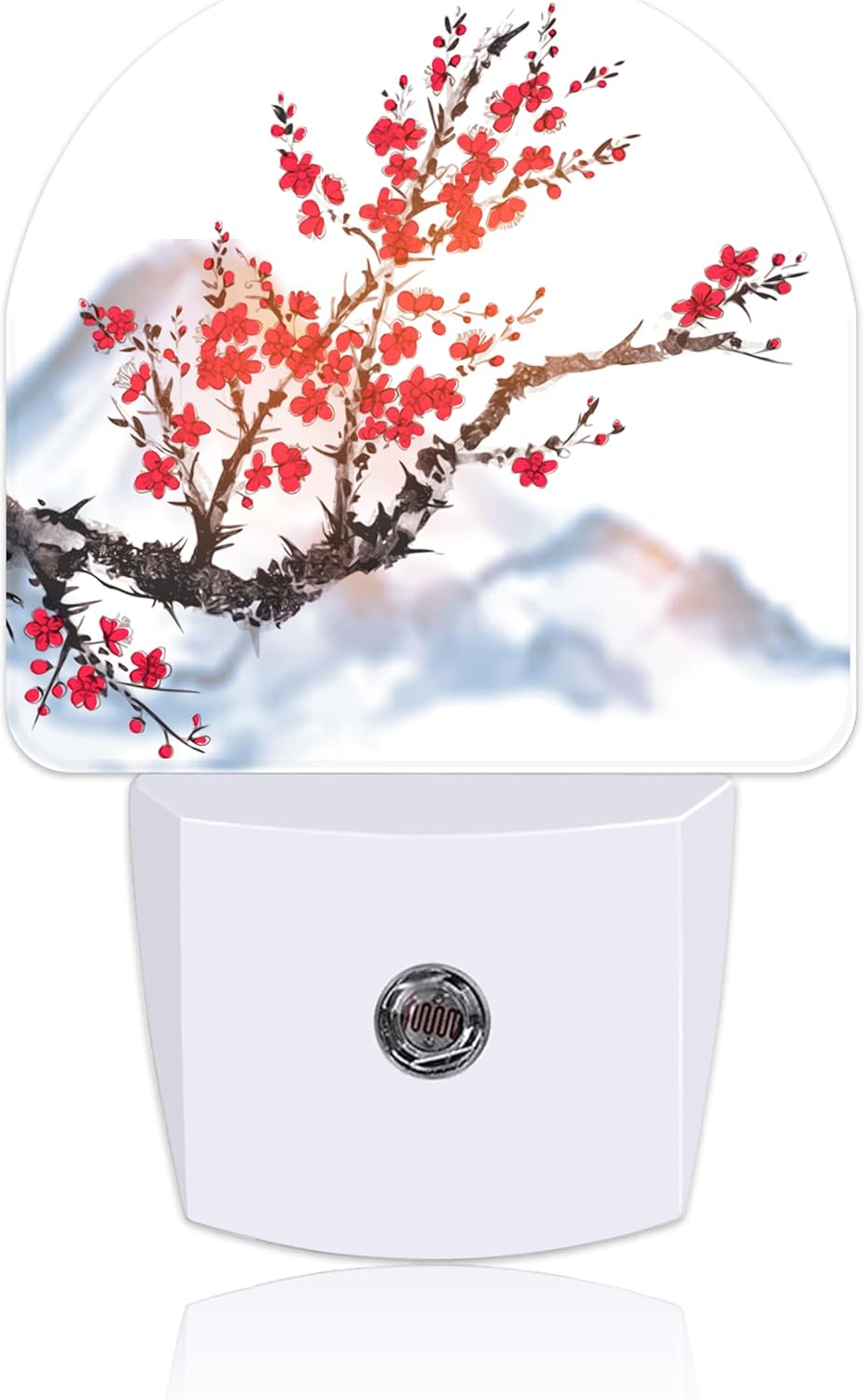 Plug in Night Lights Oriental Cherry Tree Ink Painting Nightlight Plug Into Wall Dusk to Dawn Sensor LED Night Light for Kid Girls Boys Room Decor,Hallway,Kitchen,Bathroom,Nursery,Stairs