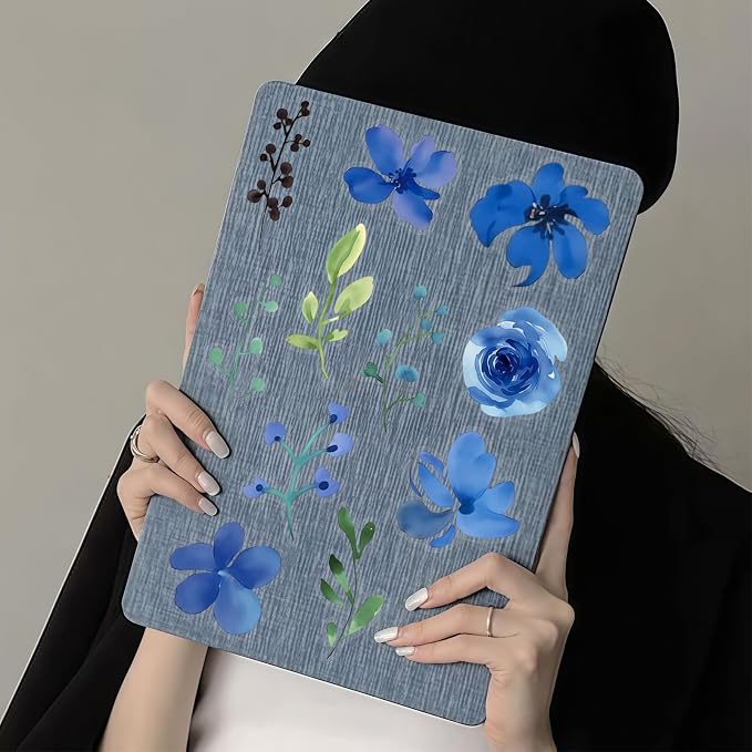50PCS Blue Watercolor Flower PET Stickers, Waterproof Botanical Stickers