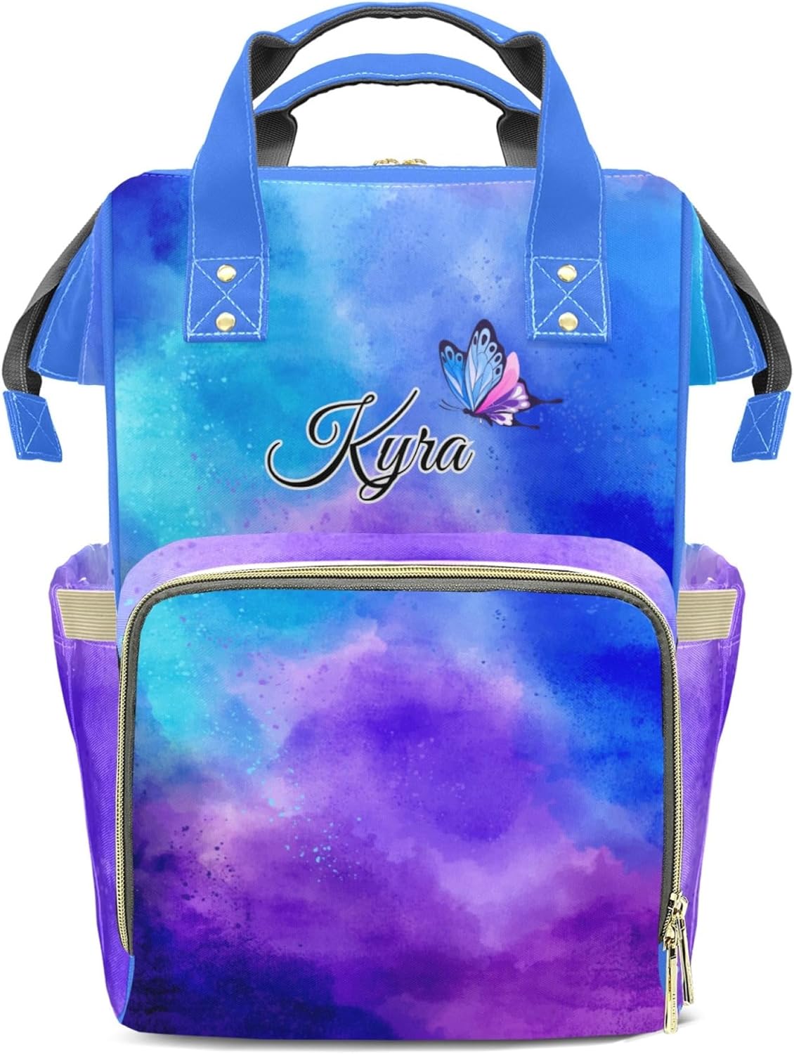 Blue Personalized Diaper Bag Backpack for Baby Boy with Name, Custom Nappy Nursing Bag for Moms Dads, Customized Gift, Large Capacity, Waterproof, Multifunctional