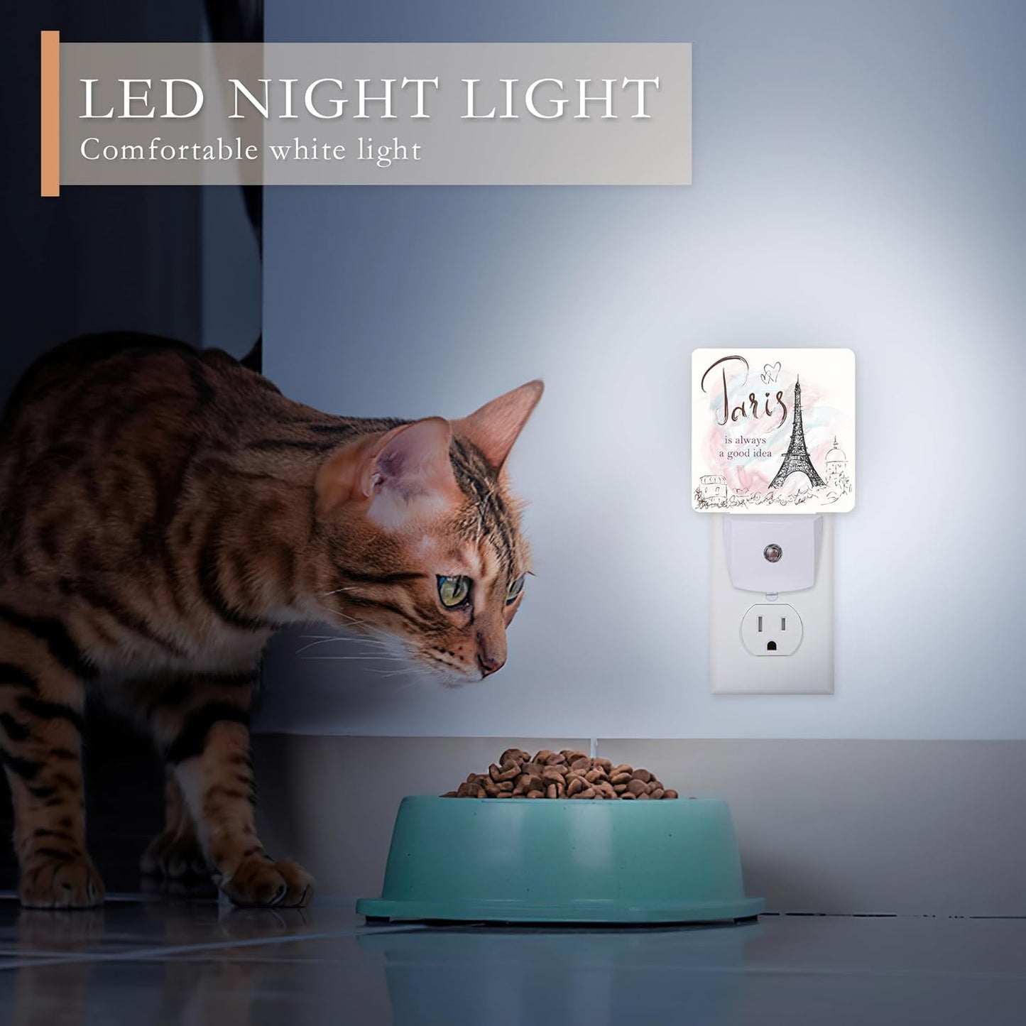 Eiffel Tower Night Light,Paris Night Lights Plug into Wall for Boys Girls Bedroom Decorative Half Round Nightlight Led Lamp 0.5W Sleep Friendly