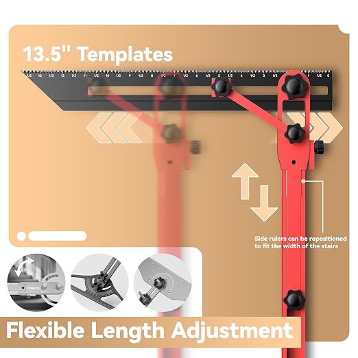 Stair Tread Jig, Modular 18"-72" Length, Precision Angle Transfer, Locking