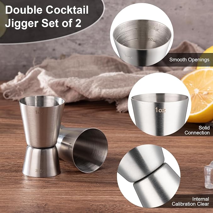 Briout Jigger for Bartending, Flat Edge Silver