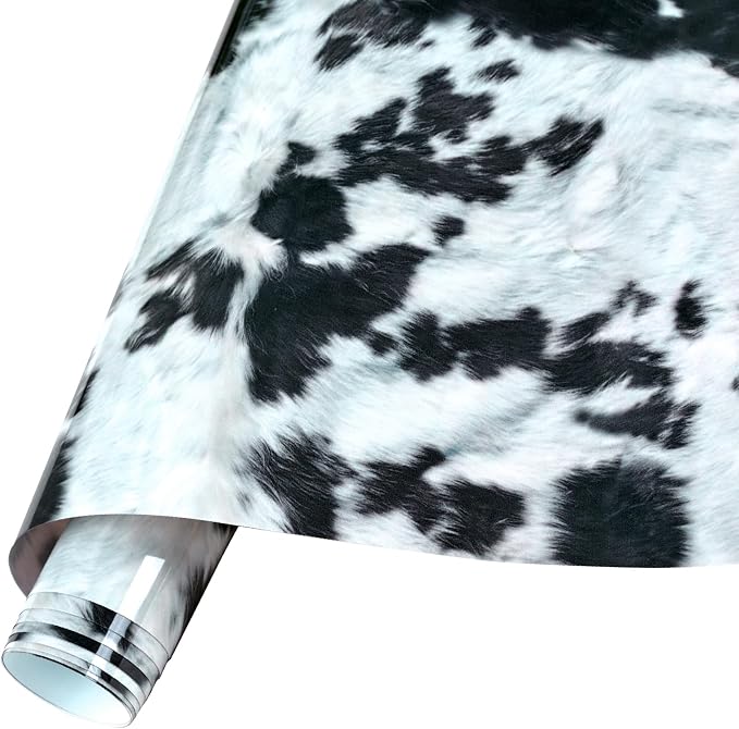 Tintnut Black Cowhide Heat Transfer Vinyl Roll, easy cut & weed, stretch