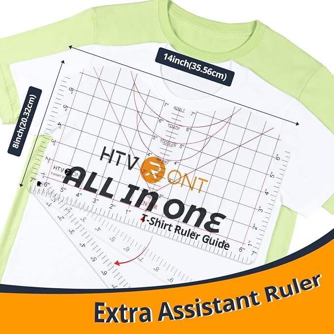 HTVRONT Tshirt Ruler Set for Heat Press, Vinyl Alignment, Center Design | For