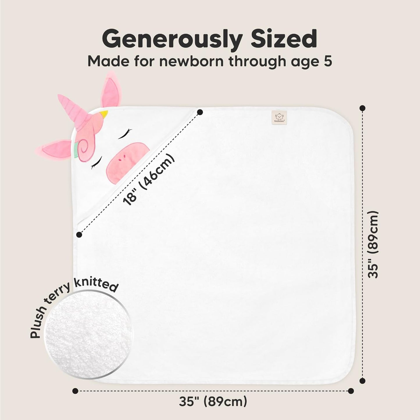 KeaBabies Hooded Baby Towel for Newborn - Viscose Derived from Bamboo Large Baby Bath Towels with Hood for Boys, Girls, Toddler, Extra Absorbent & Soft Newborn Bath Essentials (Unicorn, Regular)