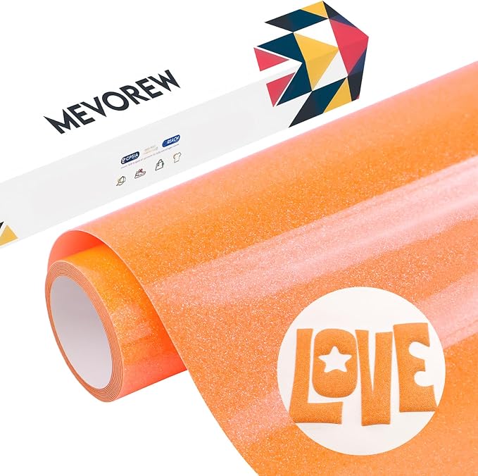 Puff Vinyl Heat Transfer, Neon Orange Puff HTV Iron on Vinyl 12" x 5ft | 3D