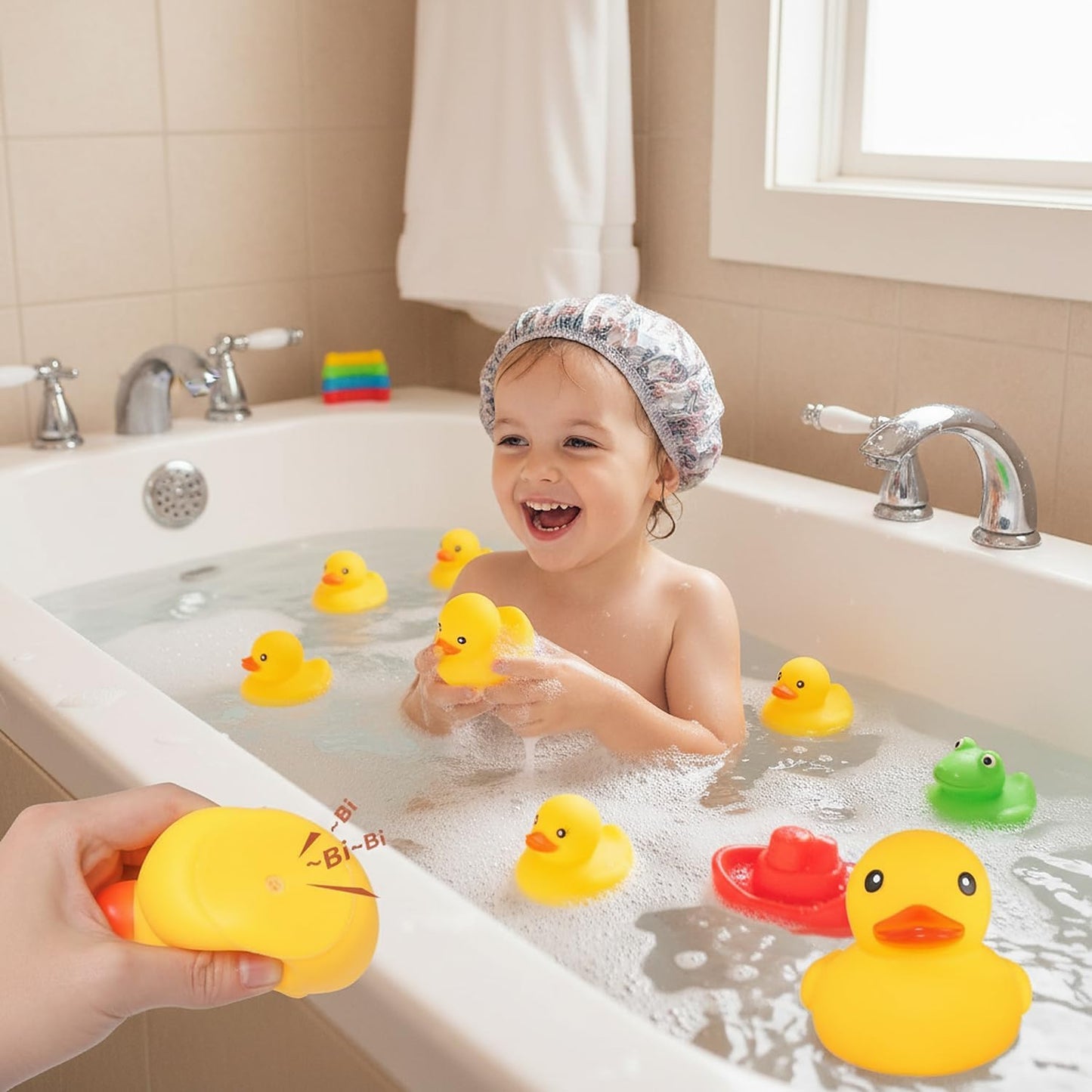 Yellow Rubber Ducks Bath Toys 20Pack, Bathtub Floating Squeaky Duck Bulk Baby Preschool Bath Toy for Baby Shower Infants Kids Toddler Birthday Party Decoration Gift (Large)