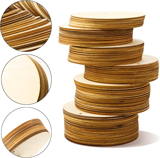 FSWCCK 100 PCS 4 Inch Wood Circles