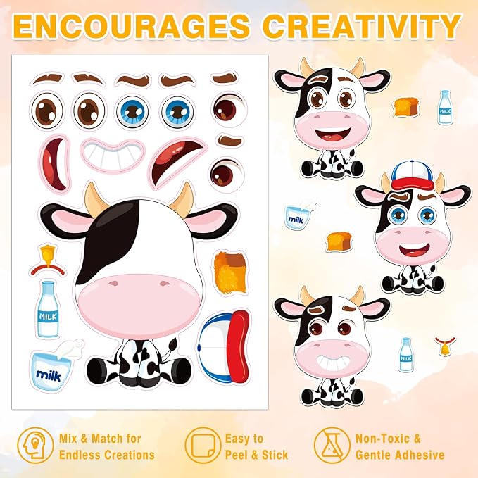 Aowplc 48 Pcs Make-a-Face Sticker Sheets