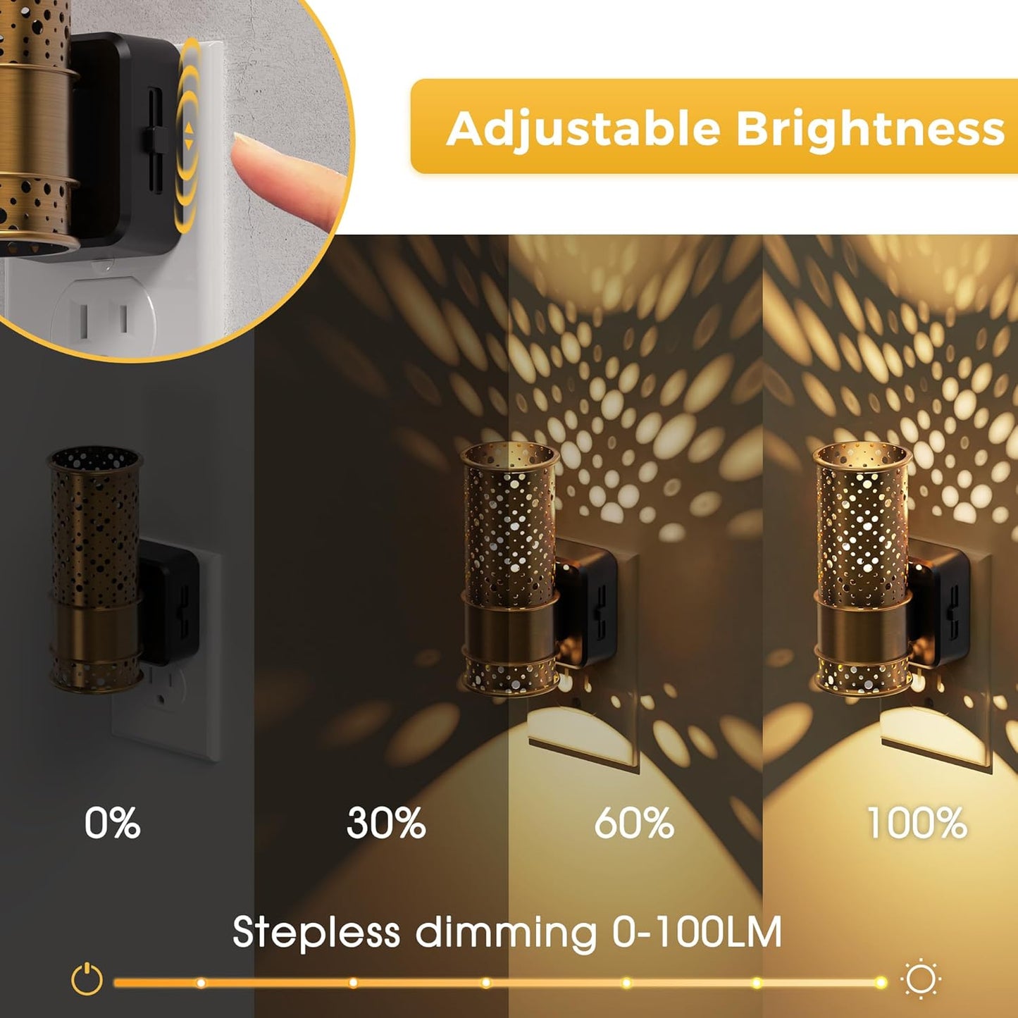 L LOHAS LED Night Light, 2 Pack Dimmable Night Lights Plug into Wall, Vintage Nightlight with Light Sensor, Soft White, 0-100LM Plug in Aesthetic Night Light for Adults Bathroom Hallway Gift