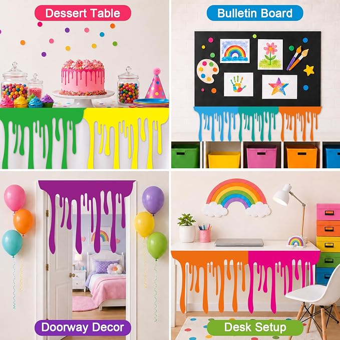 8 PCS Art Themed Party Table Skirt Back to School Felt Table Skirts Colorful