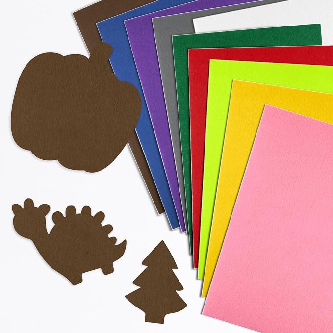 CHRORINE 10 Pcs Brown Felt Fabric Sheets Self Adhesive Felt Sheets 8 x 12