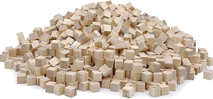 1000Pcs Wooden Blocks for Crafts, Unfinished Wood Cubes, 1cm Natural Pine Small