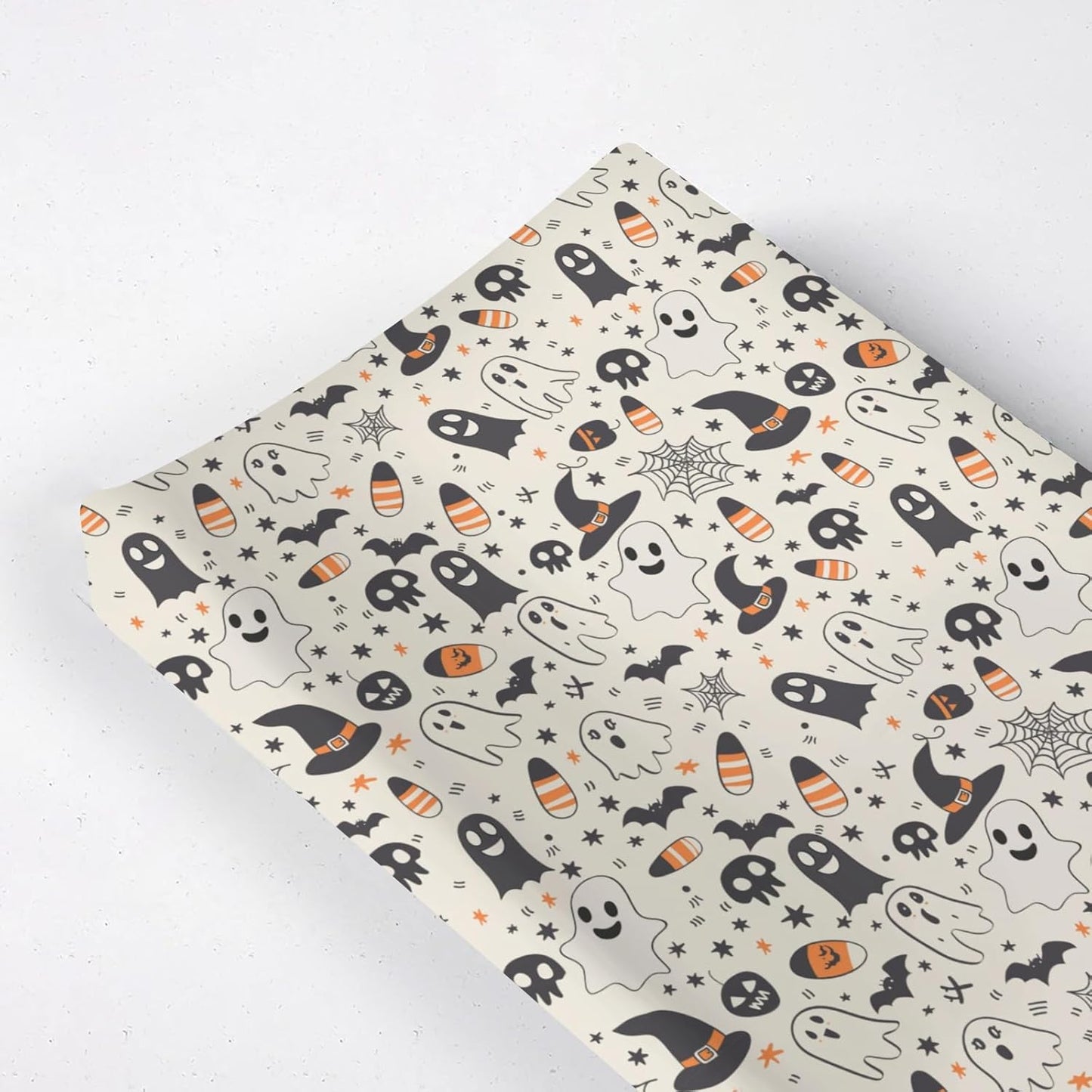 Funny Halloween Skull Bats Witch Hats Stars Pattern Baby Changing Pad Cover, Unisex Fall Winter Holiday Nursery Diaper Changing Table Pad Mat Sheet for Boys Girls-16x32