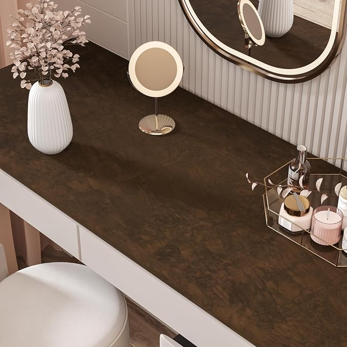 CHIHUT Brown Velvet Wallpaper Peel and Stick Self Adhesive Felt Drawer Liner