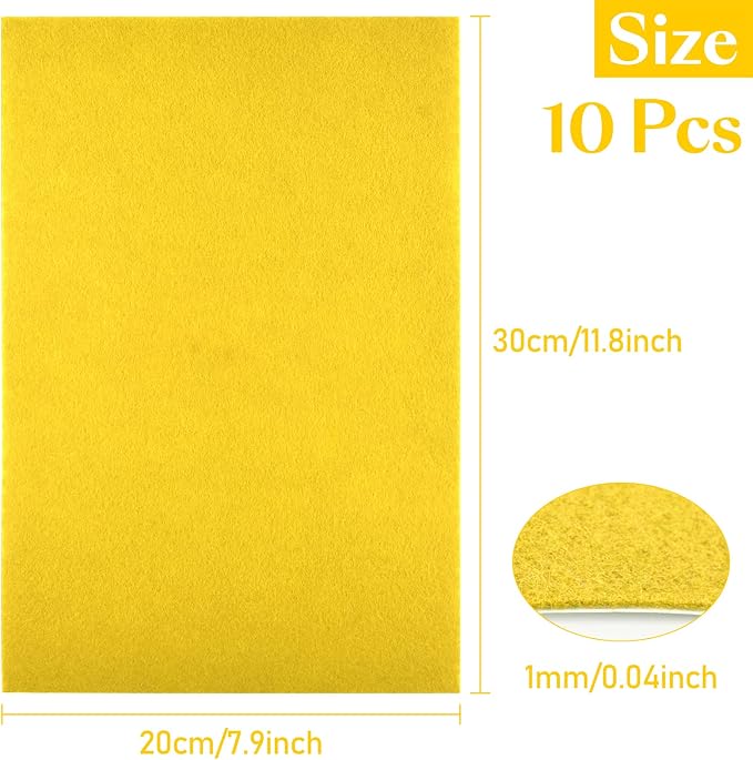 CHRORINE 10 Pcs Felt Fabric Sheets Self Adhesive Felt Sheets 8 x 12 Inches Felt