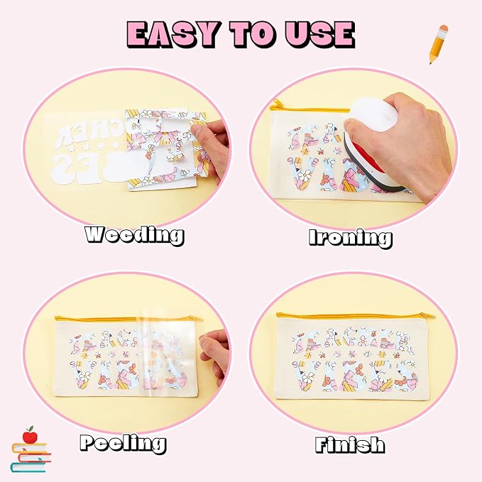 Tintnut Teacher Heat Transfer Vinyl, 12 Sheets 12"x10" Iron on Vinyl | School