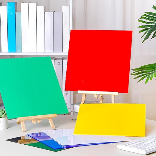 Outus 6 Pieces Colored Acrylic Sheet White 12 x 12 Inch Colorful Clear Sheet