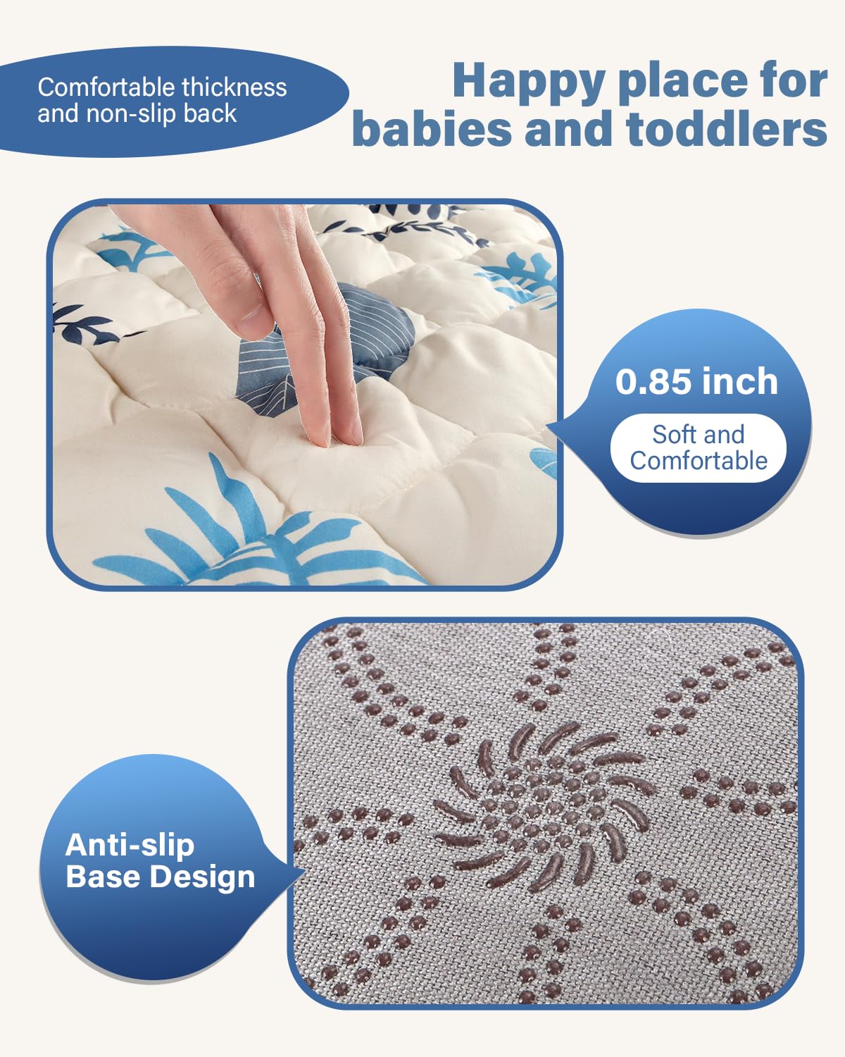 Baby Play Mat 47"x47", Non-Slip Baby Mat for Floor, Soft Thicker Playpen Mat, Portable Playmat, Crawling Mat for Babies, Toddlers & Infants to Play and Learn