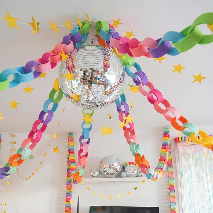 Roowest 600 Sheets Felt Chain Strips Bright Color Chain Garland 1x8 Inch