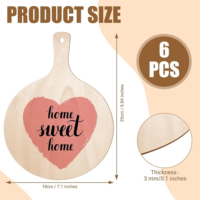 6 Pieces Mini Wooden Cutting Board Craft
