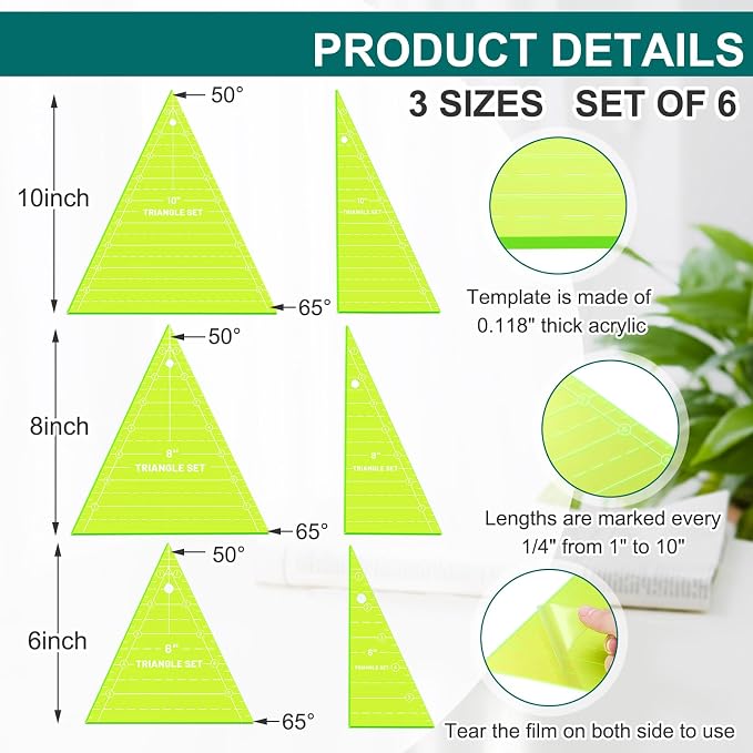 Kigley 3 Set Tall Triangle Rulers