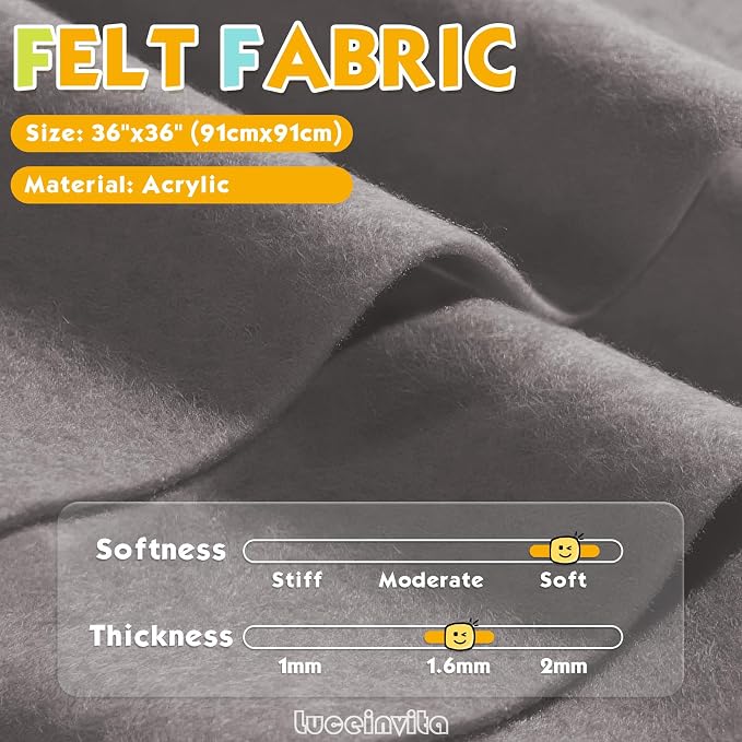 Dark Grey 36" X 36" Felt Fabric Sheet