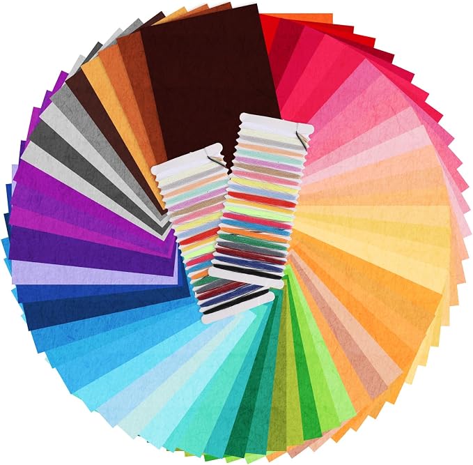 60pcs 15" × 12" 2mm Thick Soft Felt Fabric Sheet 60 Assorted Dark Series Colors