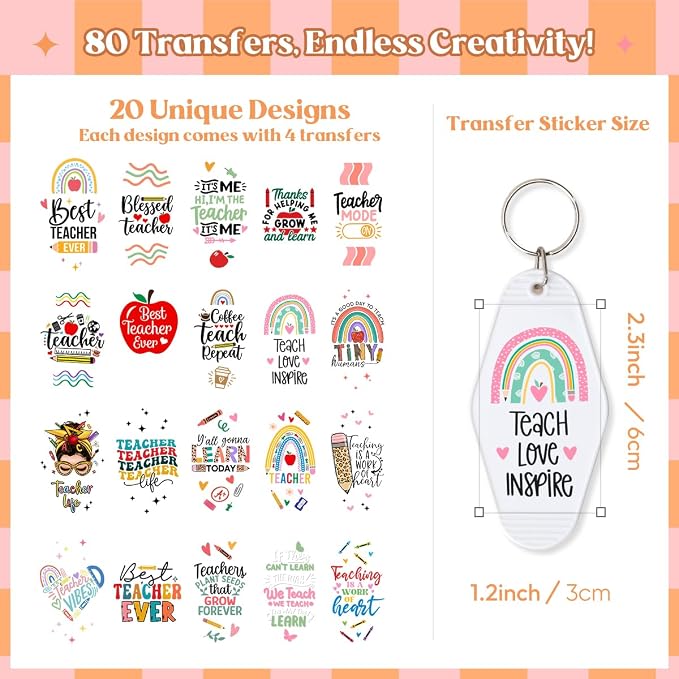 Kaciola Studio Teacher UV DTF Wrap Stickers-80PCS School Theme UV DTF Stickers