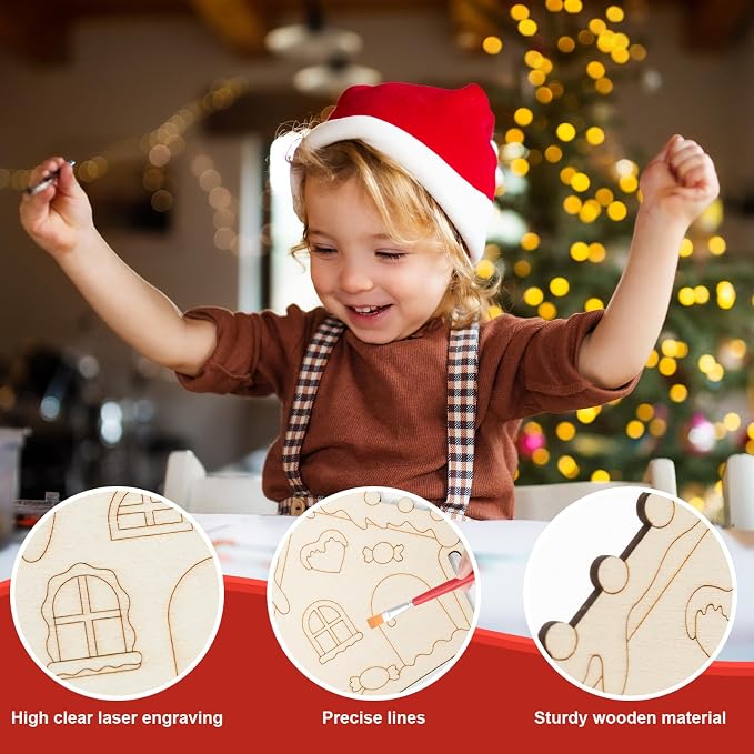 COCHIE Wooden Christmas Ornaments to Paint